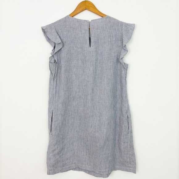 Cynthia Rowley 100% Linen Striped Flutter Sleeve Beachy Shift Dress Size Medium - Picture 8 of 14